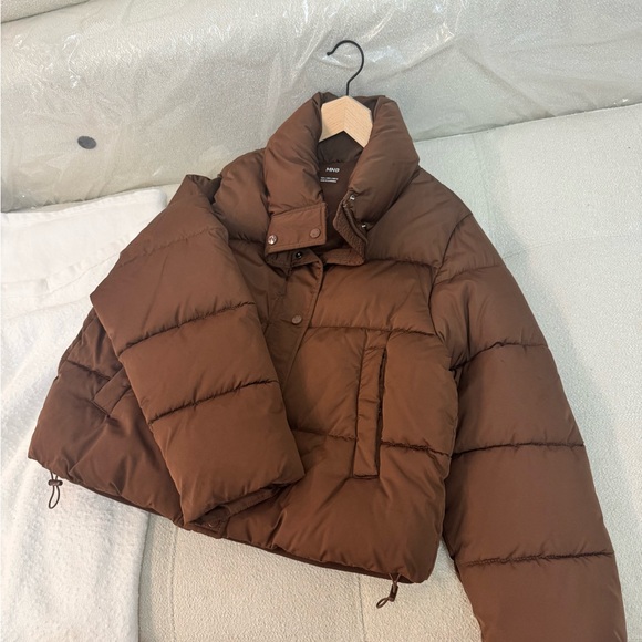 Mango Adjustable padded anorak. Puffer Jacket Brown - Picture 7 of 12